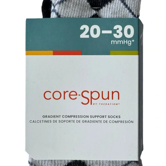 Therafirm Corespun Argyle 20-30 mmhg Compression Support SocksMEDIUM NWT